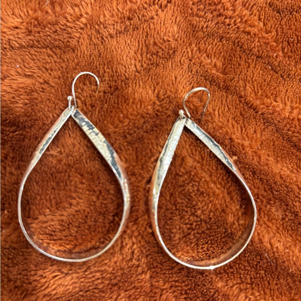 Silpada Hammered Silver Teardrop Earrings, vintage